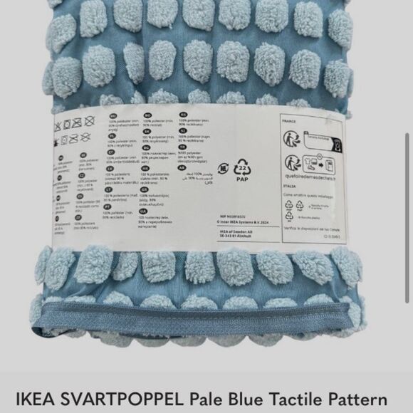 IKEA SVARTPOPPEL Pale Blue Tactile Dots Pattern Pillow Cover 20 x 20 inches - Picture 11 of 12